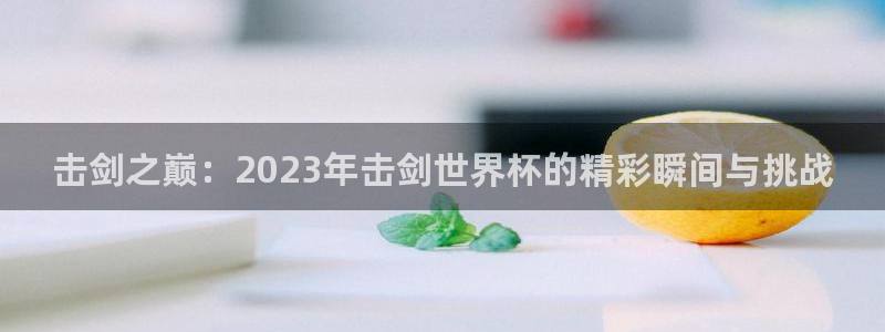 世界杯决赛圈球队：击剑之巅：2023年击剑世界杯的精彩瞬间与挑战